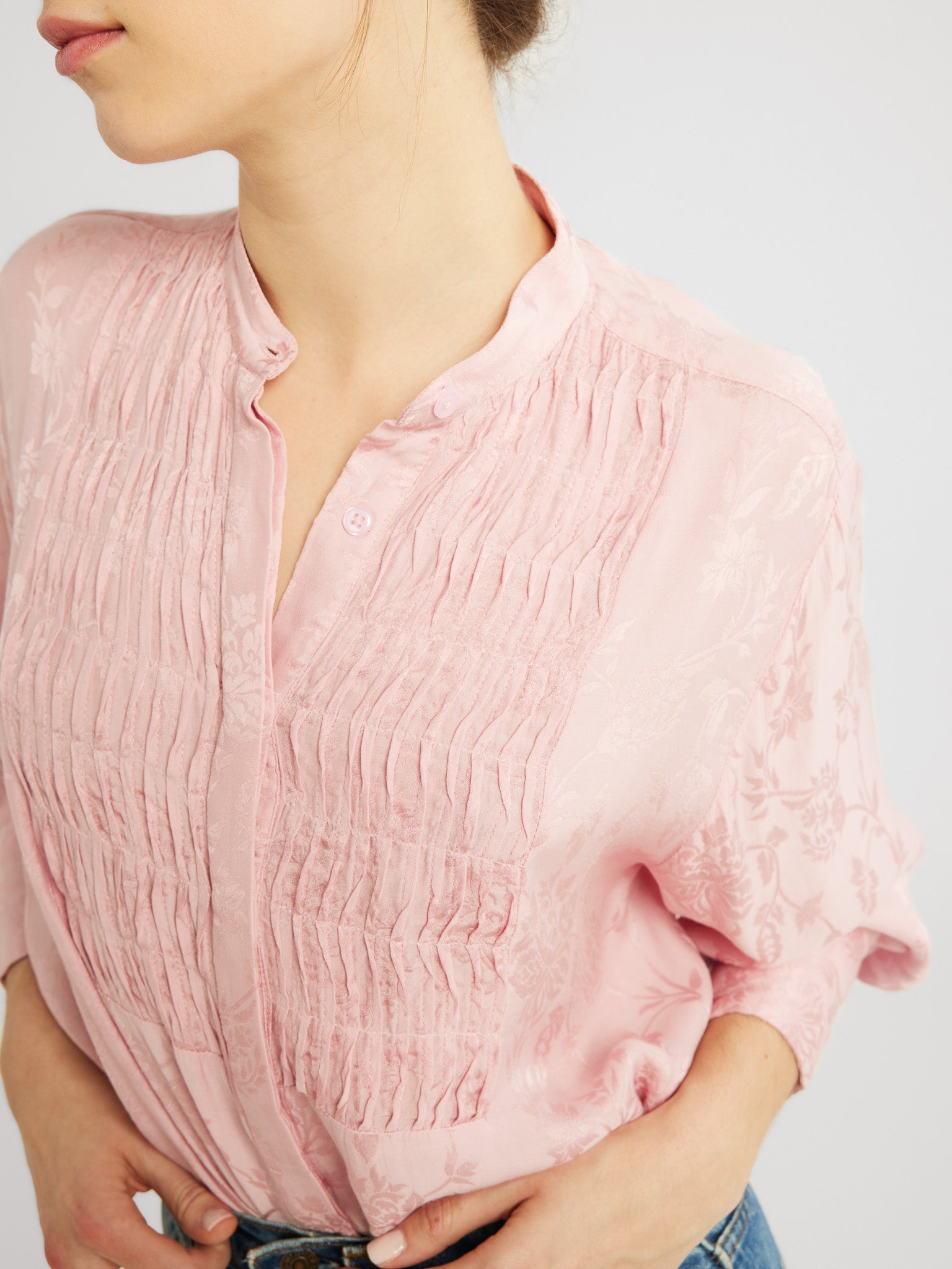 Keaton Top in Pink Jacquard – MILLE