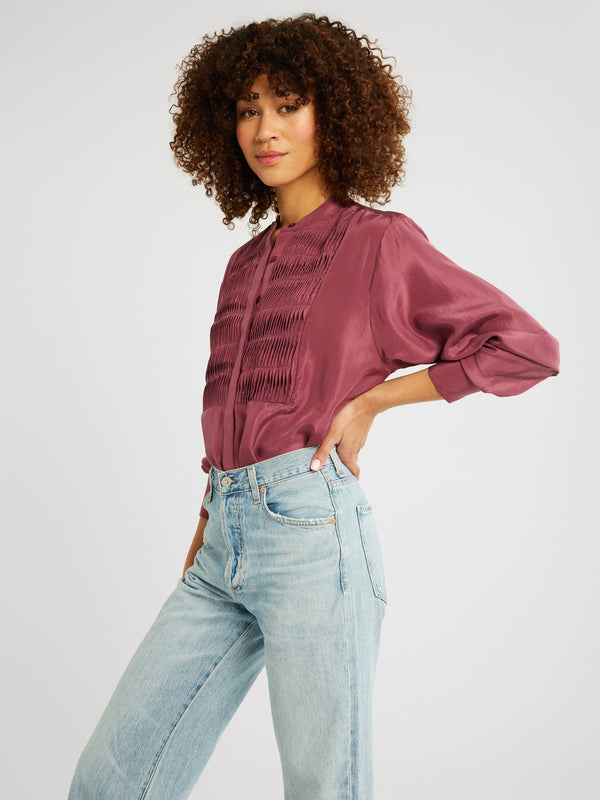 Keaton Top in Plum Washed Silk — view 5