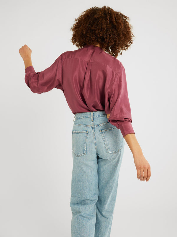 Keaton Top in Plum Washed Silk — view 6