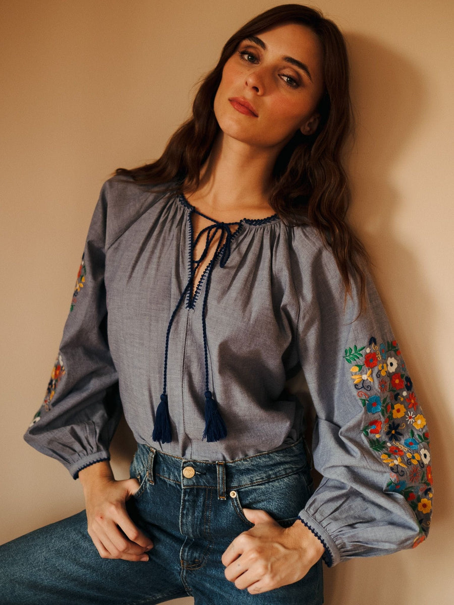 Lara Top in Garden Embroidery