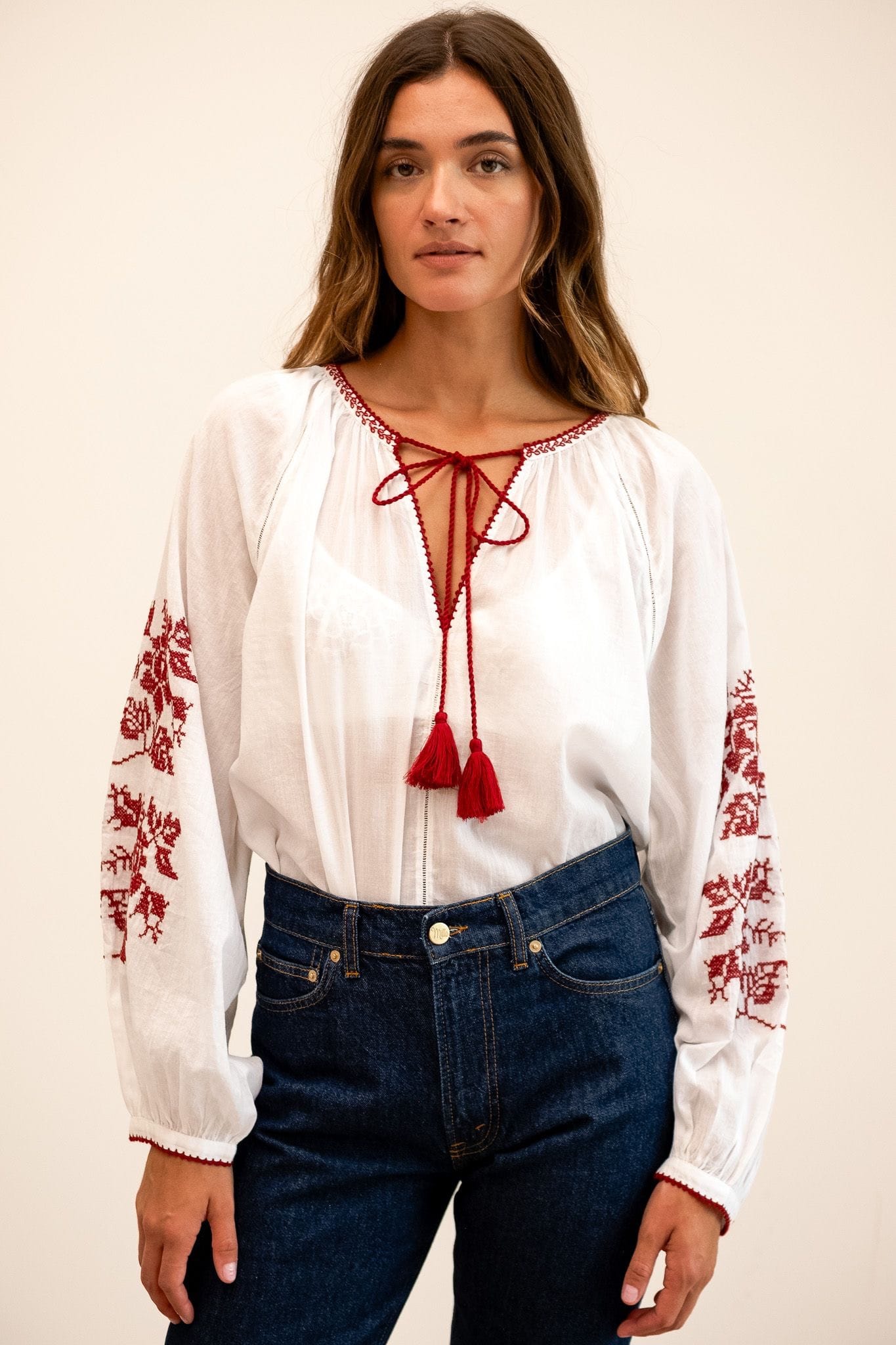 MILLE Clothing Lara Top in Rose Cross Stitch