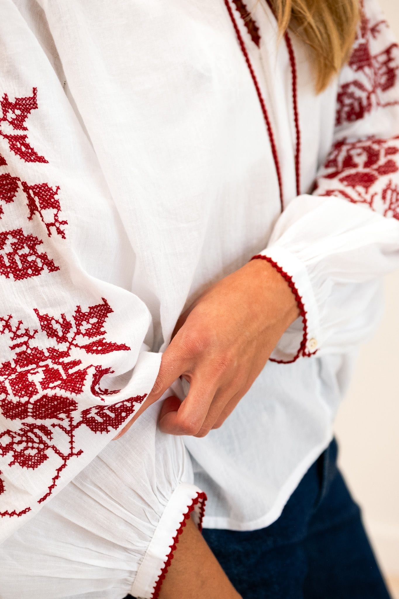 MILLE Clothing Lara Top in Rose Cross Stitch