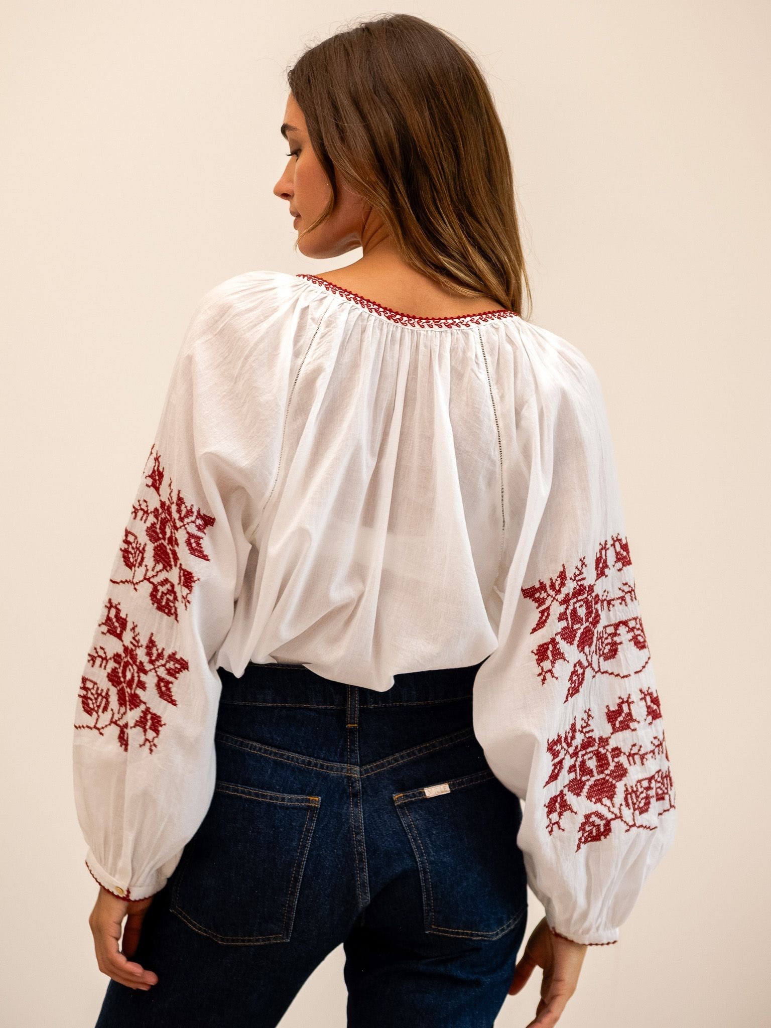 MILLE Clothing Lara Top in Rose Cross Stitch