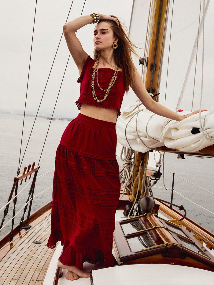 Leni Skirt in Cherry Lace