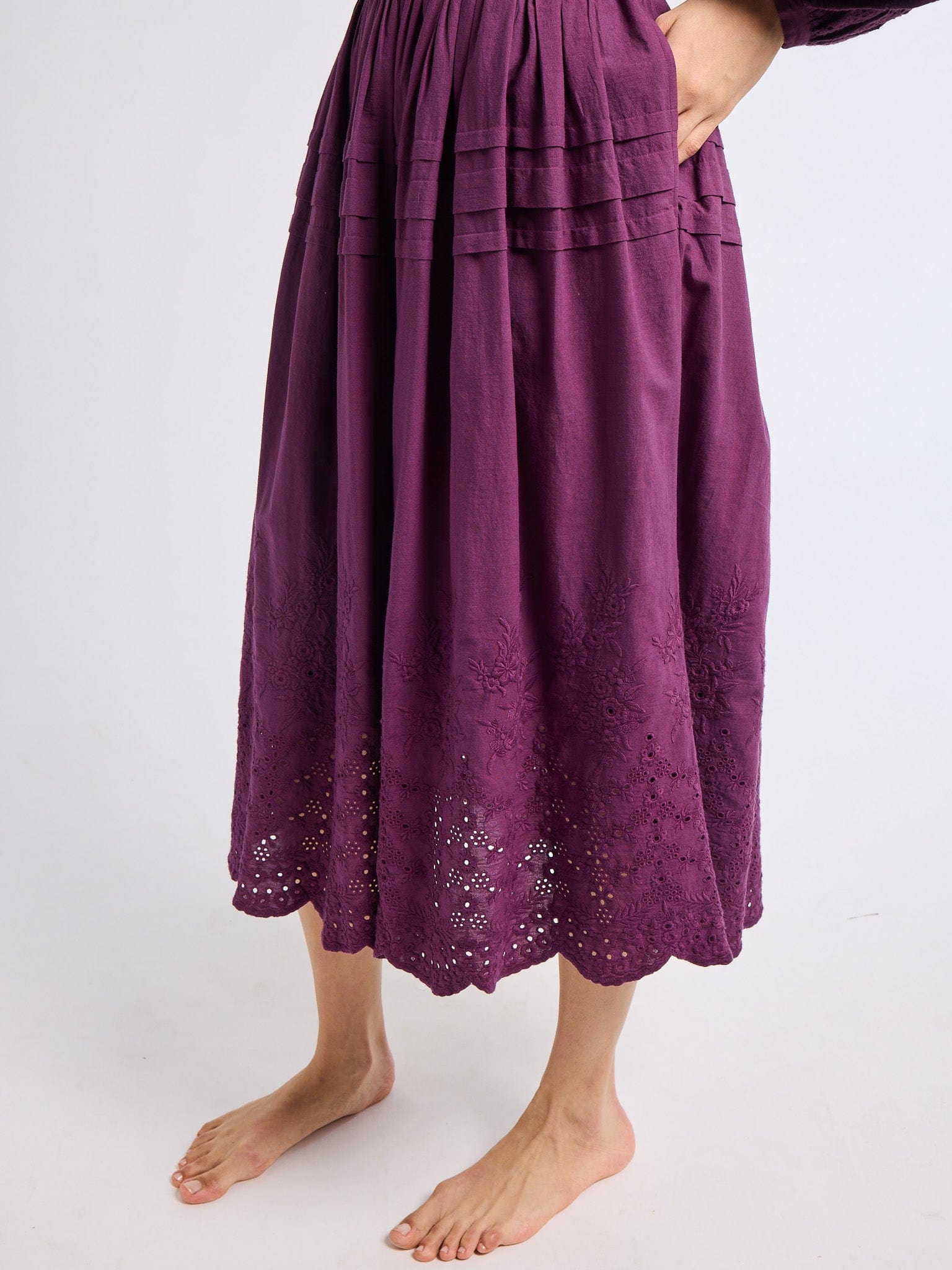MILLE Clothing Leonie Skirt in Plum Eyelet