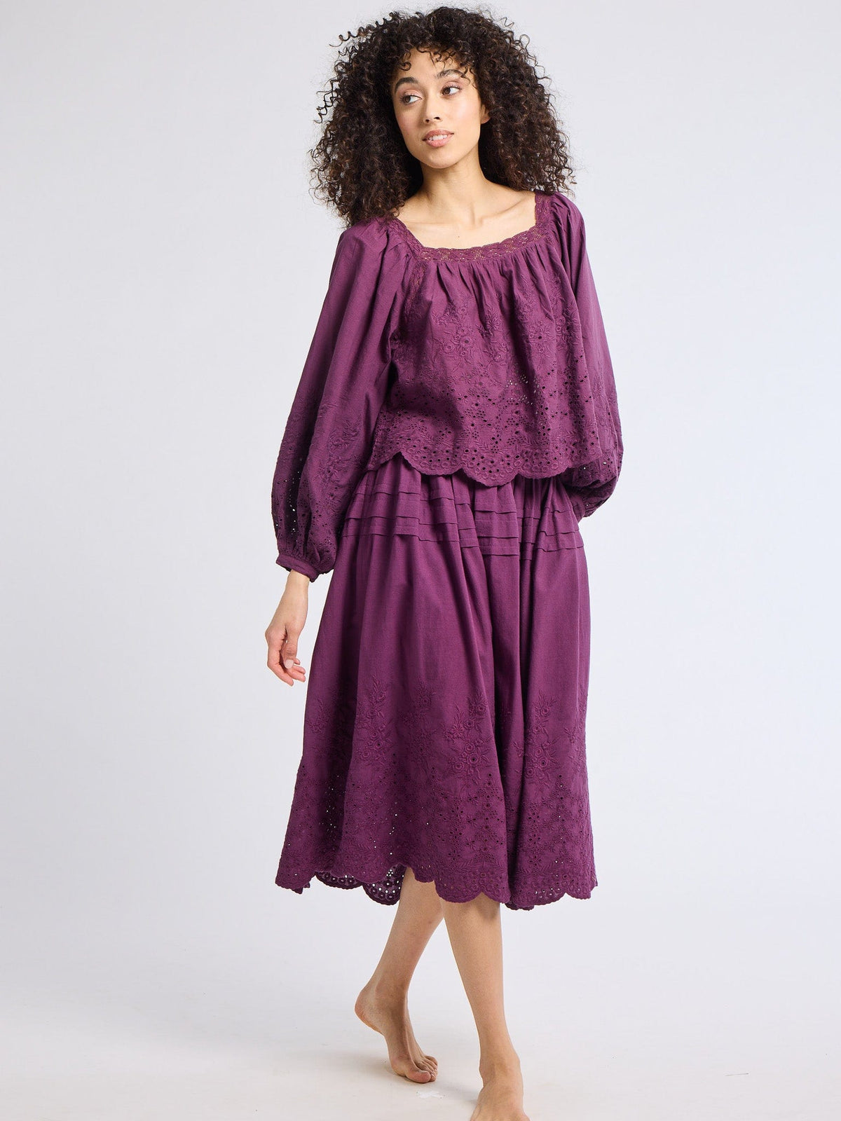 Leonie Skirt in Plum Eyelet — The cut