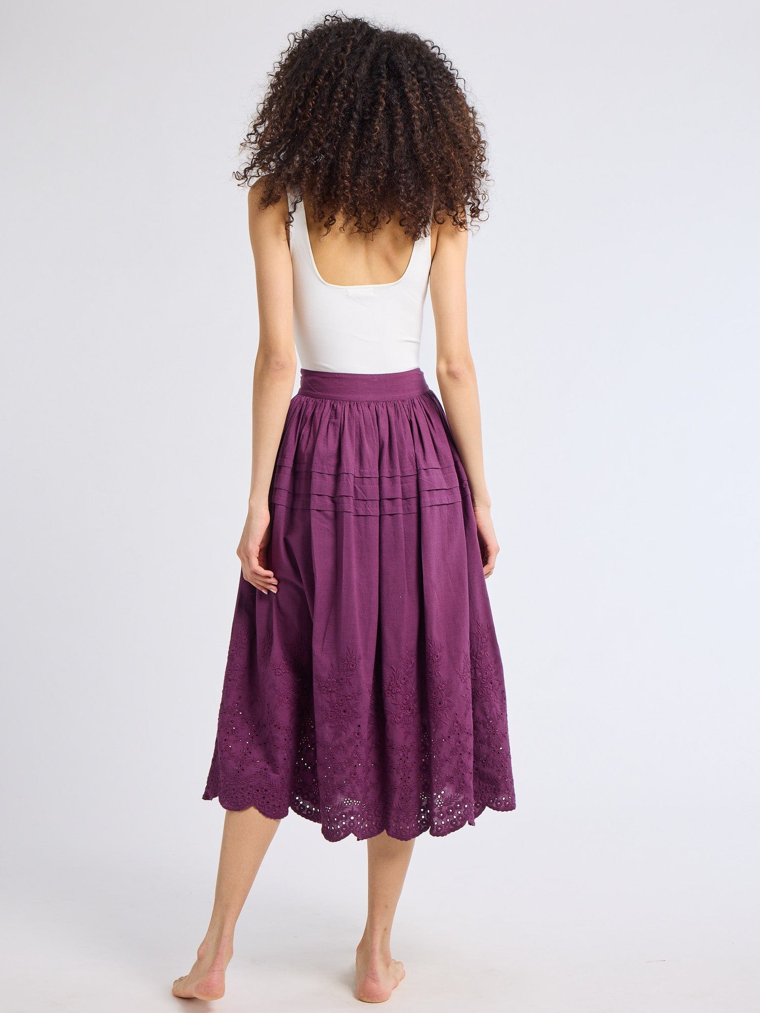 MILLE Clothing Leonie Skirt in Plum Eyelet