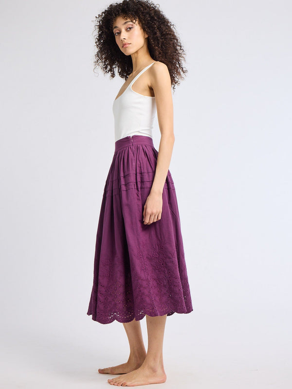 Leonie Skirt in Plum Eyelet — view 5