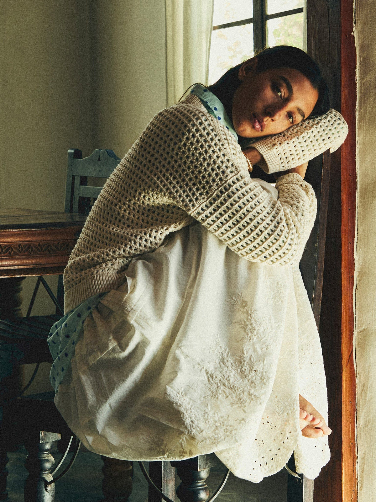 Leonie Skirt in White Eyelet — The cloth