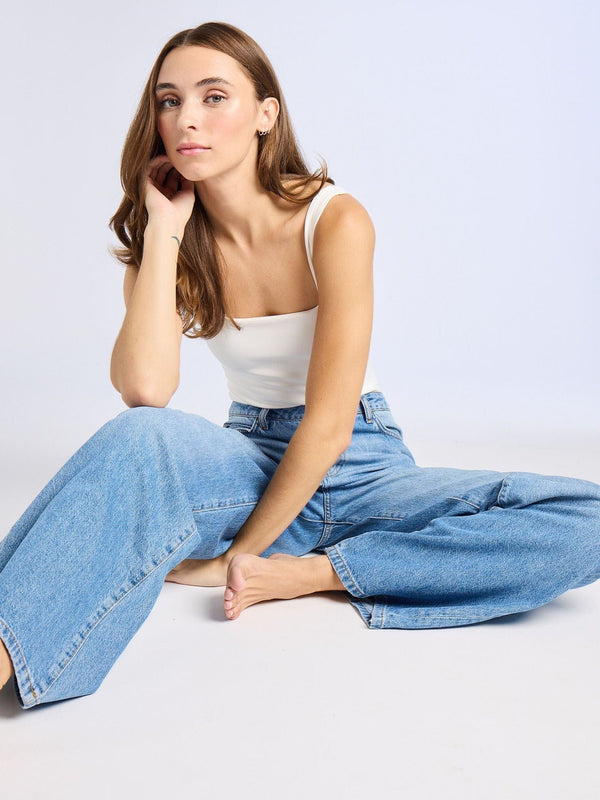 Lizzie Mid Rise Slouchy Jean in Pacific — view 13