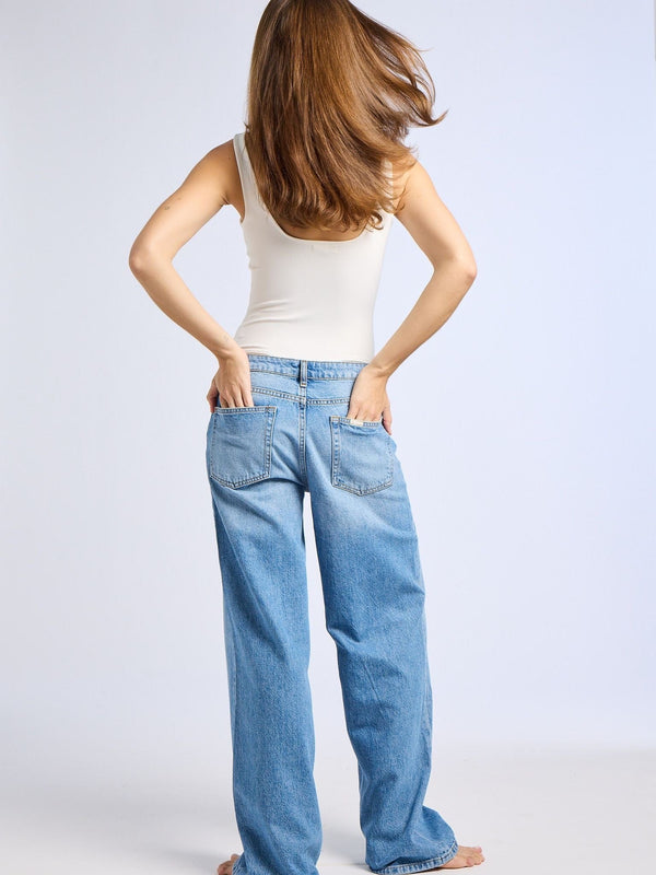 Lizzie Mid Rise Slouchy Jean in Pacific — view 3