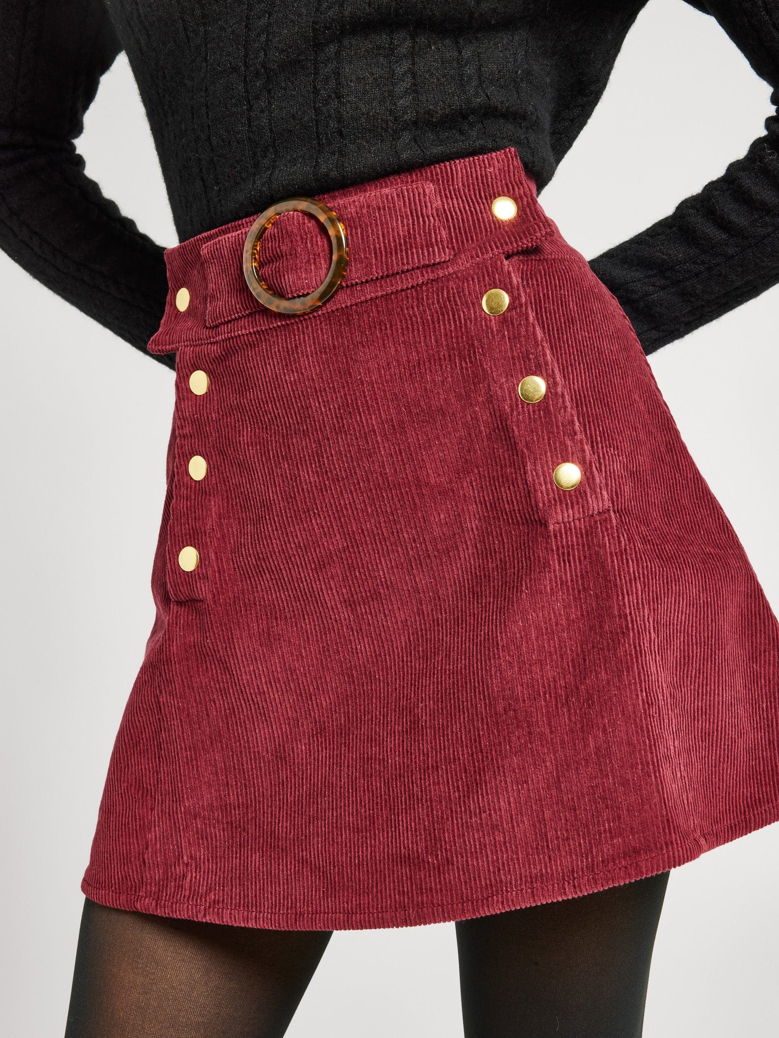 MILLE Clothing Lorelei Skirt in Raspberry Cord