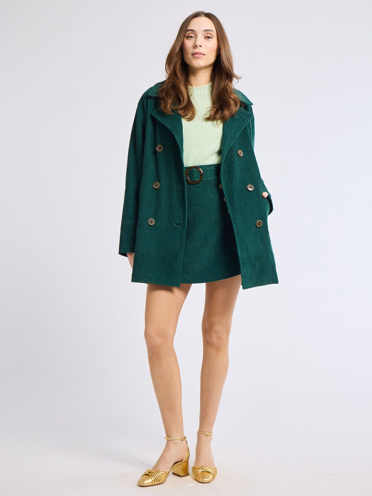 MILLE Clothing Lorelei Skirt in Spruce Cord