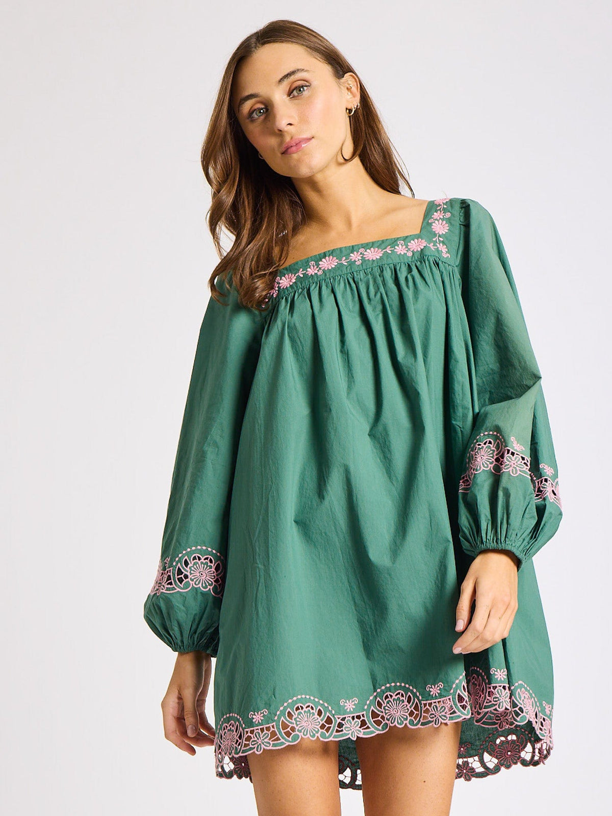 Lovina Dress in Palm Eyelet — The cut