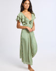 MILLE Clothing Lucie Dress in Almond & Green Stripe