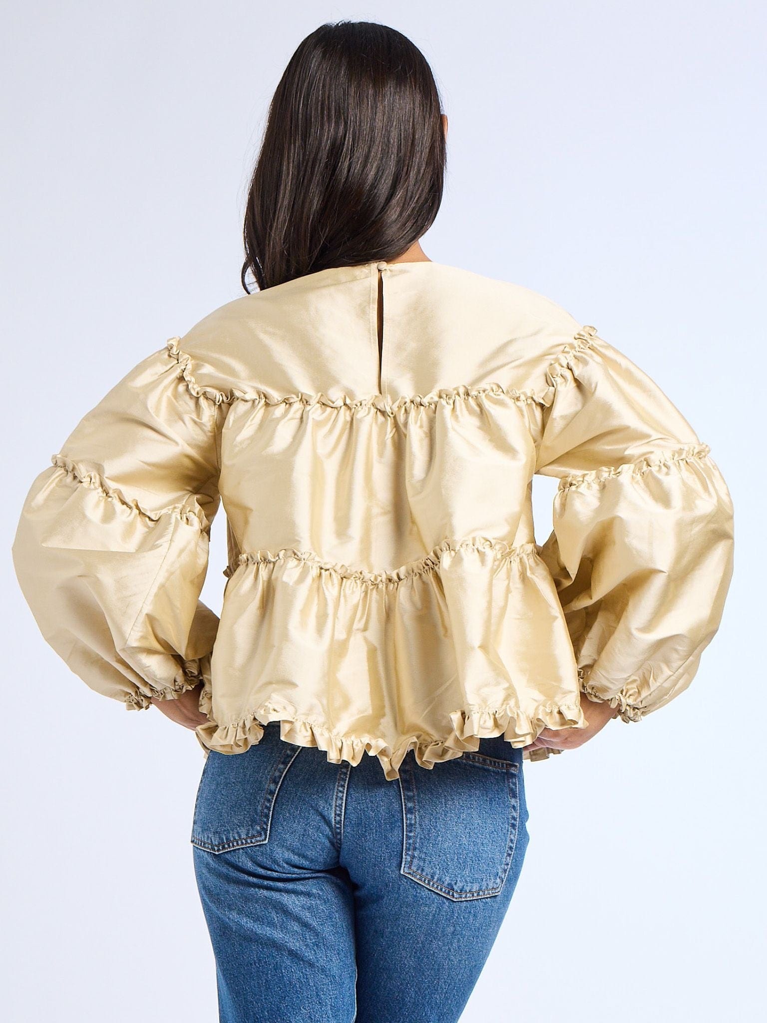 MILLE Clothing Mae Top in Almond Taffeta