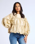 MILLE Clothing Mae Top in Almond Taffeta