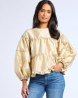 MILLE Clothing Mae Top in Almond Taffeta