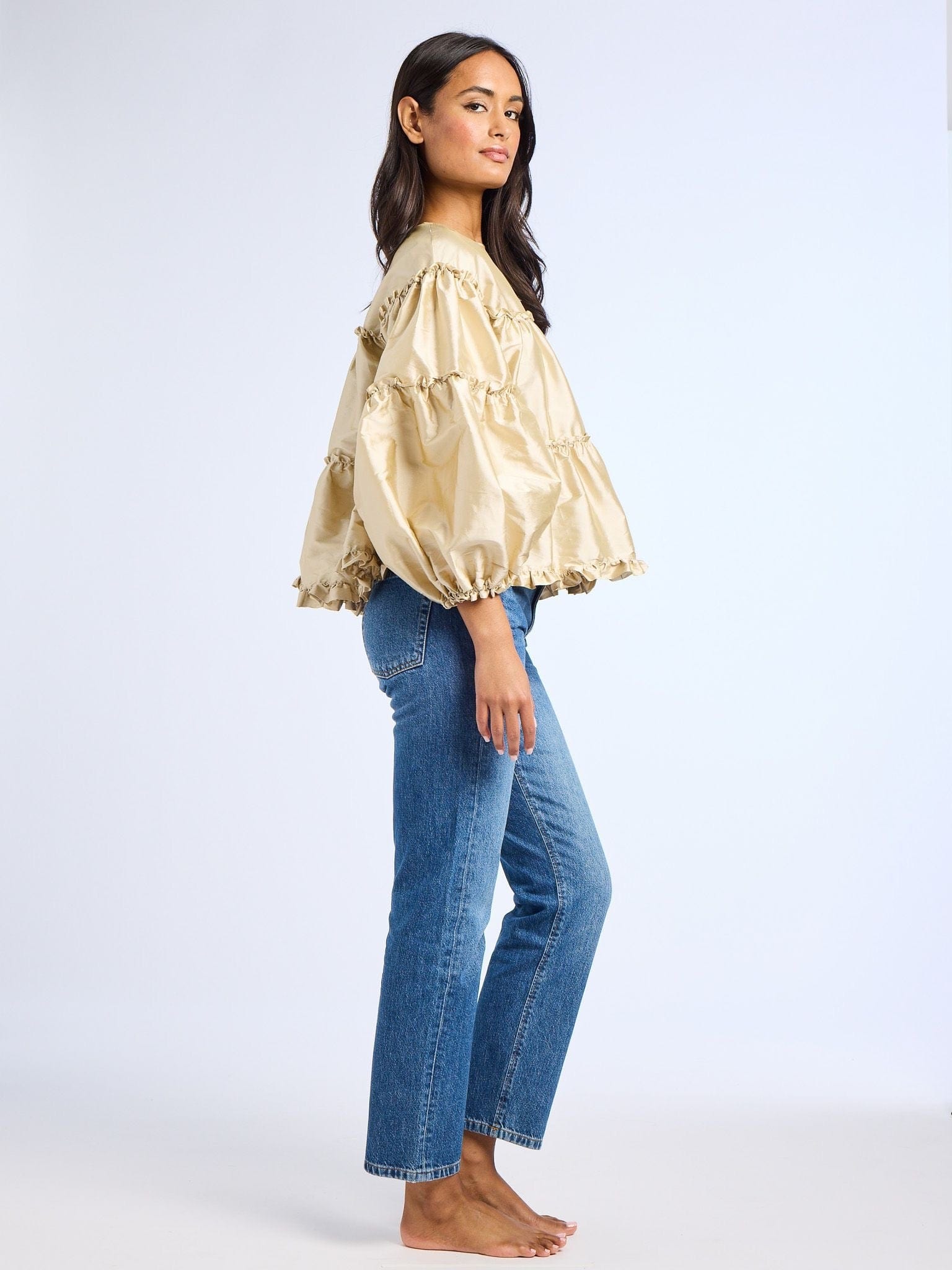 MILLE Clothing Mae Top in Almond Taffeta