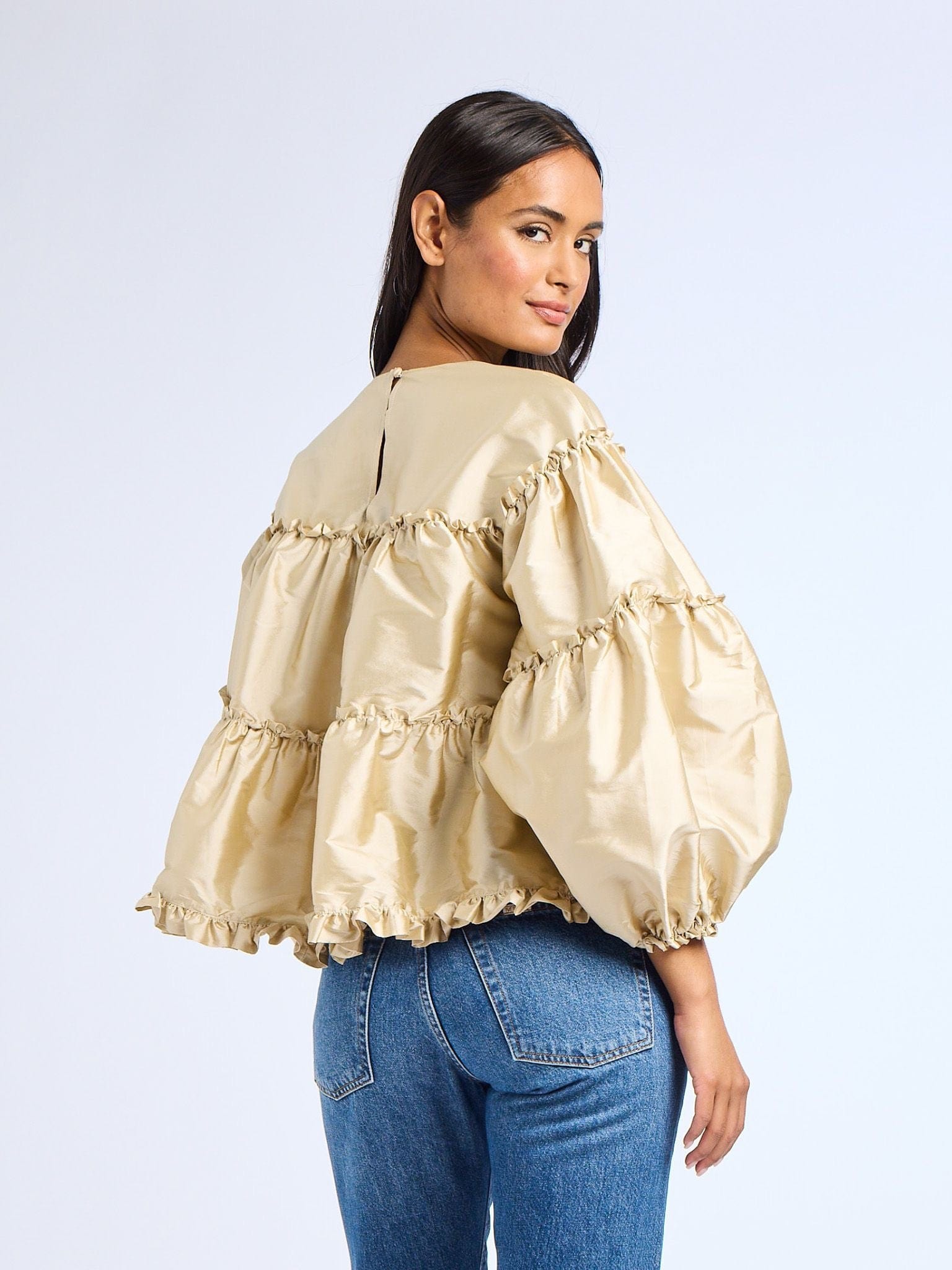 MILLE Clothing Mae Top in Almond Taffeta