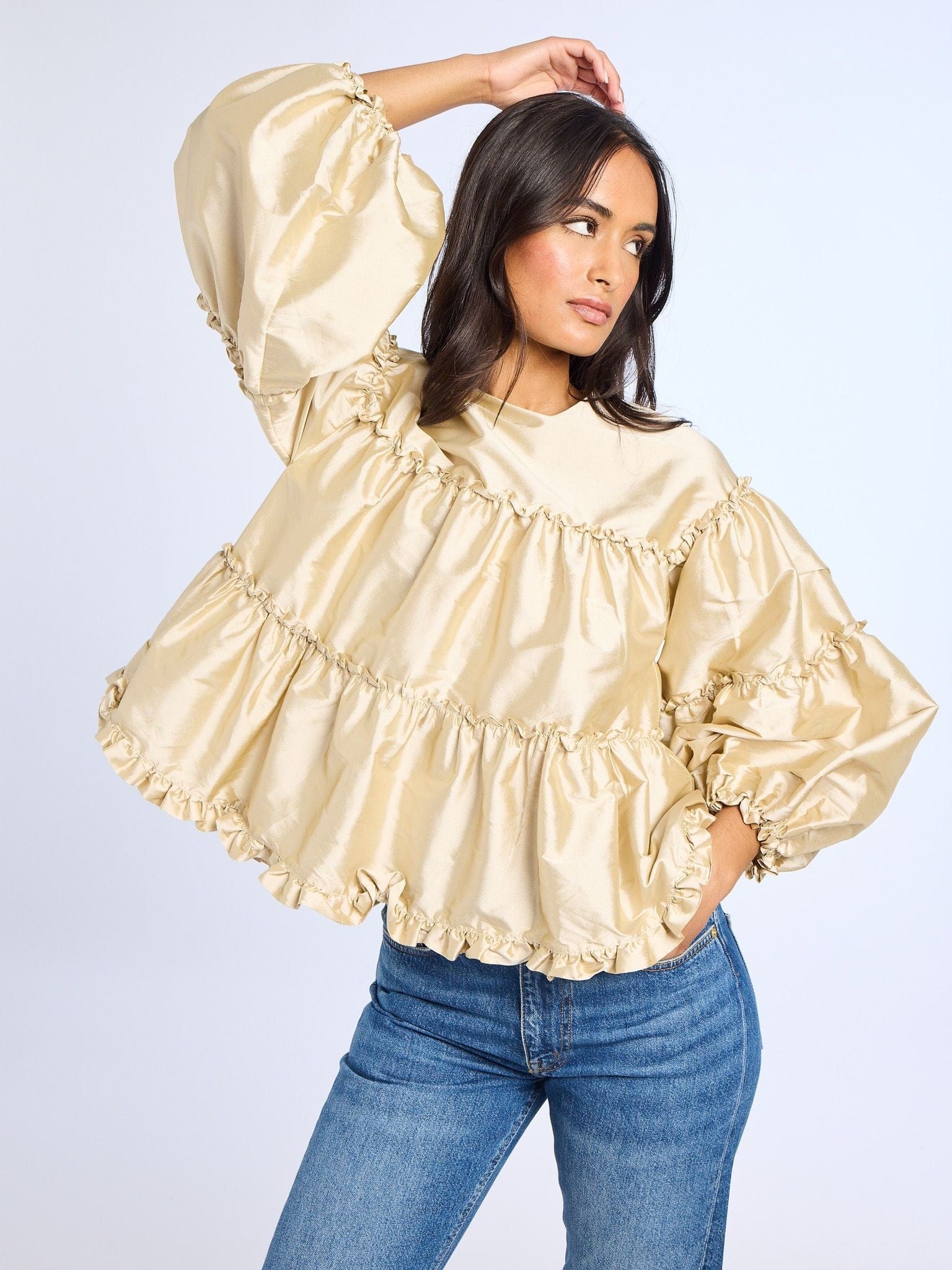 MILLE Clothing Mae Top in Almond Taffeta