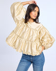 MILLE Clothing Mae Top in Almond Taffeta