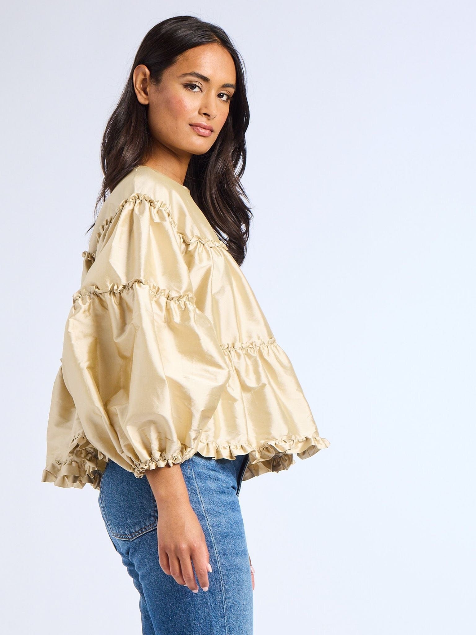 MILLE Clothing Mae Top in Almond Taffeta