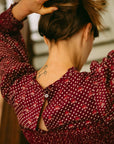 MILLE Clothing Maeve Dress in Burgundy Foulard