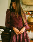 MILLE Clothing Maeve Dress in Burgundy Foulard