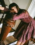 MILLE Clothing Maeve Dress in Burgundy Foulard