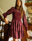 MILLE Clothing Maeve Dress in Burgundy Foulard