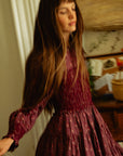 MILLE Clothing Maeve Dress in Burgundy Foulard