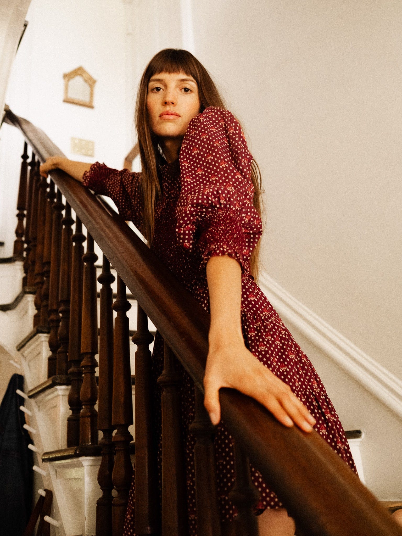 MILLE Clothing Maeve Dress in Burgundy Foulard