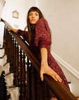 MILLE Clothing Maeve Dress in Burgundy Foulard