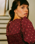 MILLE Clothing Maeve Dress in Burgundy Foulard