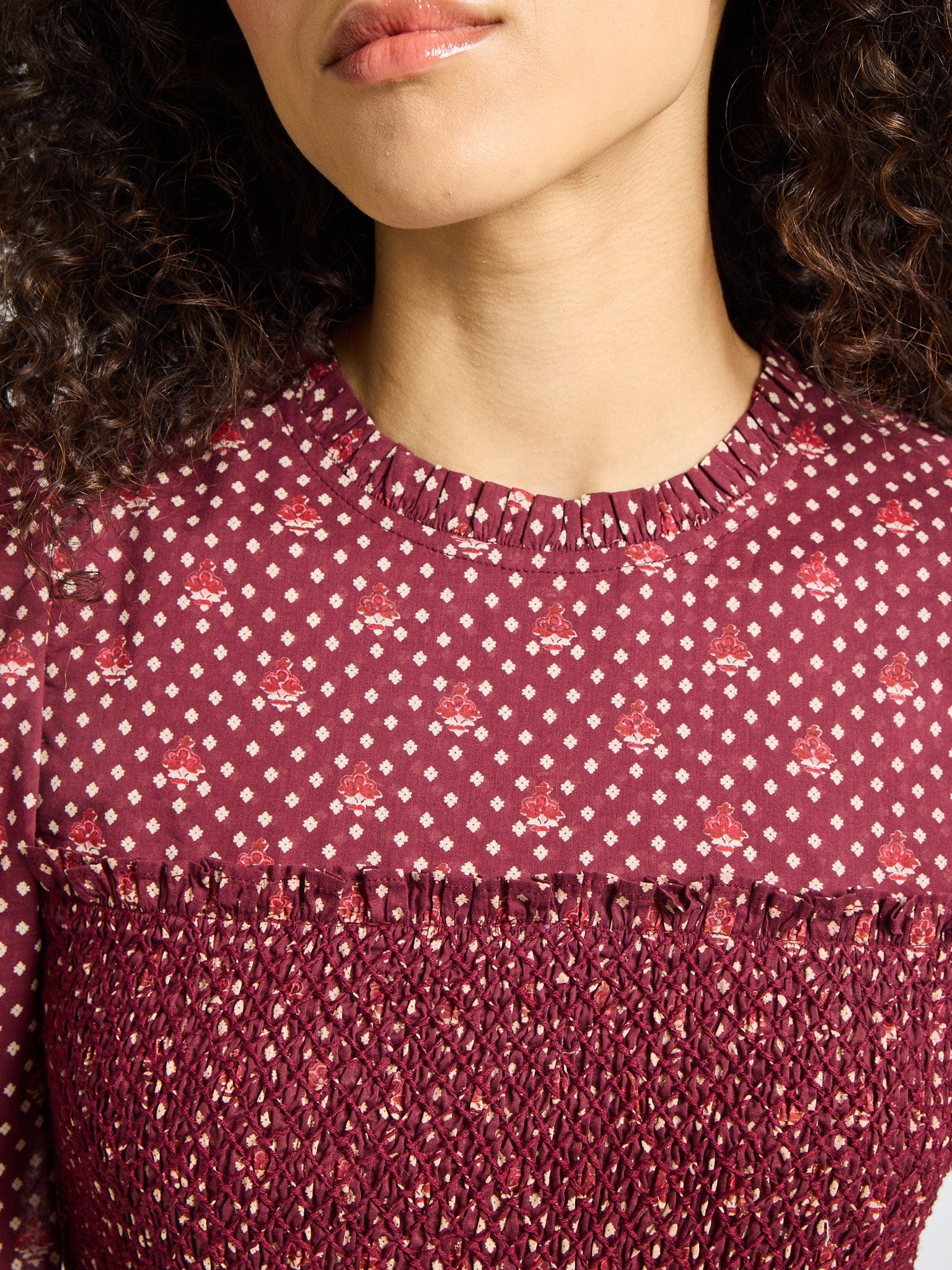 MILLE Clothing Maeve Dress in Burgundy Foulard