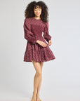 MILLE Clothing Maeve Dress in Burgundy Foulard