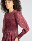MILLE Clothing Maeve Dress in Burgundy Foulard