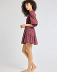 MILLE Clothing Maeve Dress in Burgundy Foulard