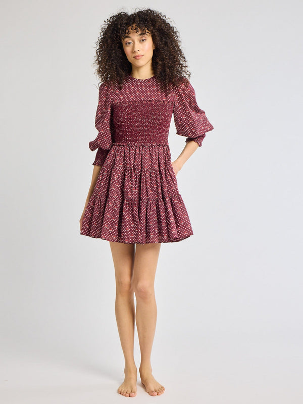 Maeve Dress in Burgundy Foulard — view 7
