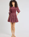 MILLE Clothing Maeve Dress in Burgundy Foulard