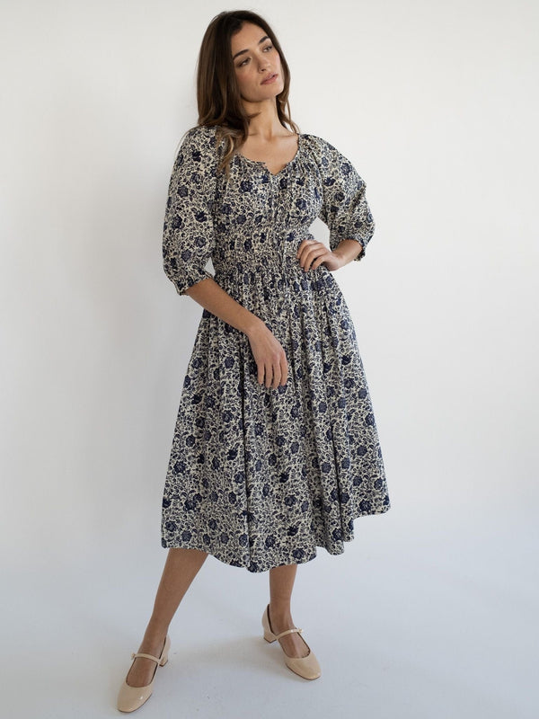 Magda Dress in Indigo Floral — view 11