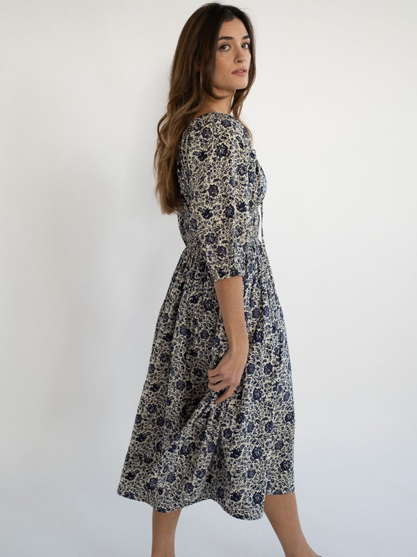 Magda Dress in Indigo Floral — view 16