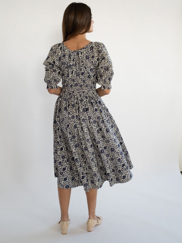 Magda Dress in Indigo Floral — view 17