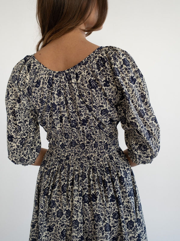 Magda Dress in Indigo Floral — view 5