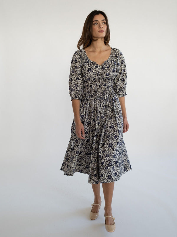 Magda Dress in Indigo Floral — view 3