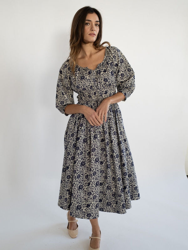 Magda Dress in Indigo Floral — view 12