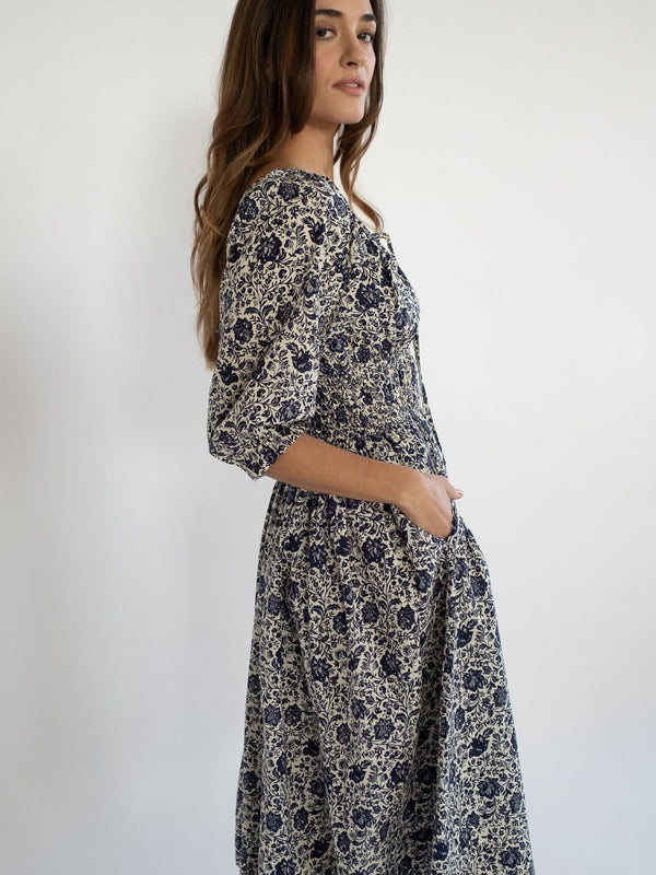 Magda Dress in Indigo Floral — view 14