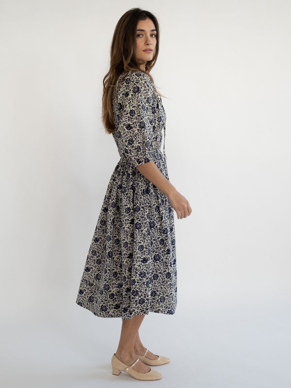 Magda Dress in Indigo Floral — view 6