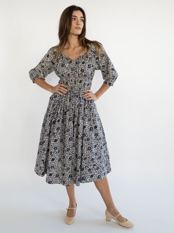 Magda Dress in Indigo Floral — view 8